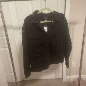 Black studded denim jacket